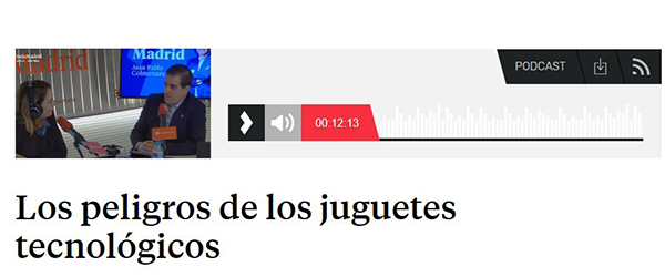 El presidente de <a href="/peritecno/">periciatecnologica</a> (#PETEC) en el programa de <a href="/BuenosDiasOM/">Buenos Días Madrid</a> de <a href="/ondamadrid/">Onda Madrid</a>  habla sobre los #juguetes conectados.
Nuestro agradecimiento a Nieves y al equipo técnico de Onda Madrid por el gran trabajo que realizan.
periciatecnologica.org/entrevista-en-…
#juntossomosmas