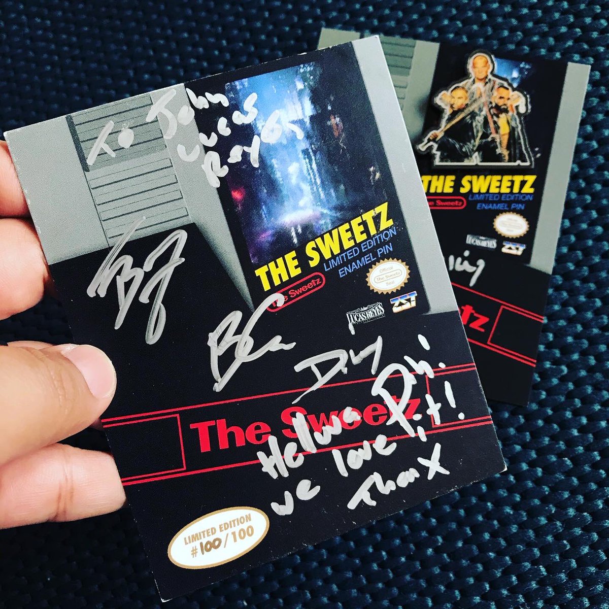 johnlucasreyes's tweet photo. It finally arrived! Thank you guys @TheSweetzLive for the note! @MmmGorgeous @BaronCorbinWWE &amp; @Perfec10n I really appreciate it! I’m glad you liked the pin design. 🤘🏻Thank you @TheZombieSailor for the opportunity and the pin! 😃
.
#sweetz #baroncorbin #tylerbreeze #shawnspears https://t.co/5FKjJ3F2re