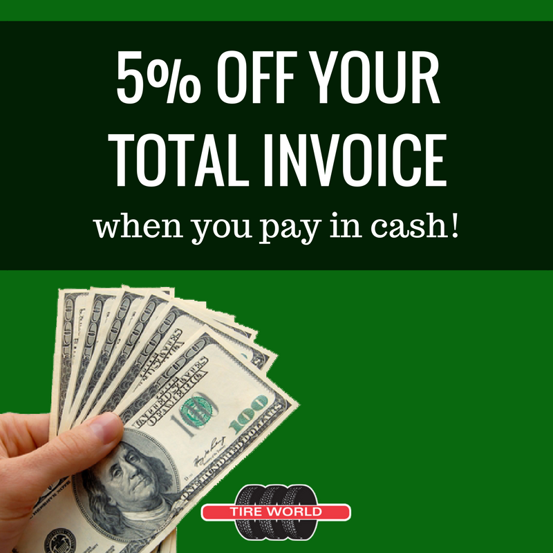 TireWorld1's tweet photo. At #TireWorld in #Tampa, get 5% off your total invoice when you pay in cash! https://t.co/KmQ95jUepO