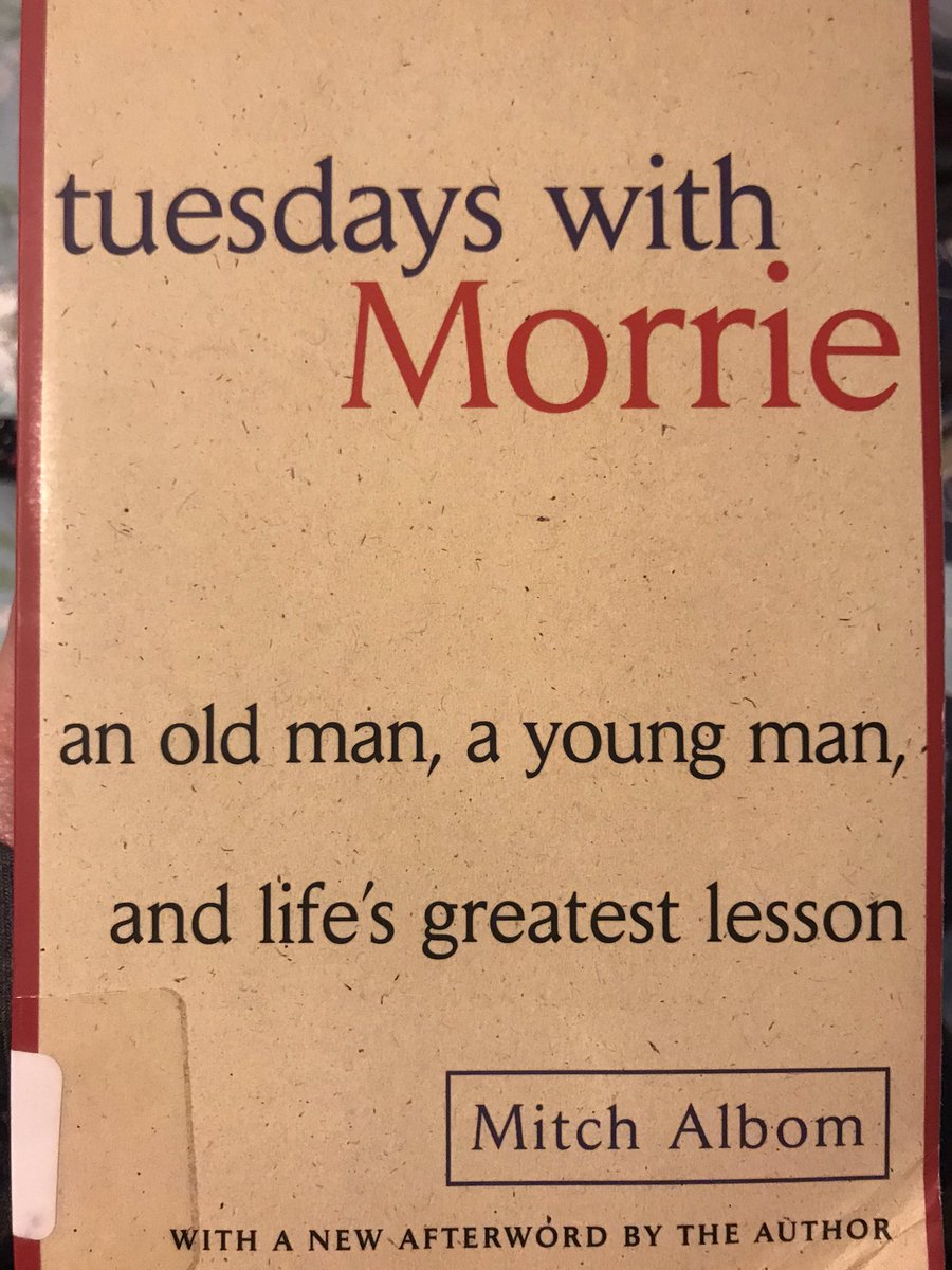 @wetuesdaypeople Reading this really for the FIRST time. The podcast has been amazing. Of all the @MitchAlbom books, it is just #TuesdaysWithMorrie that I have yet to sit down and really read through. I know it will be yet a life-changing course.