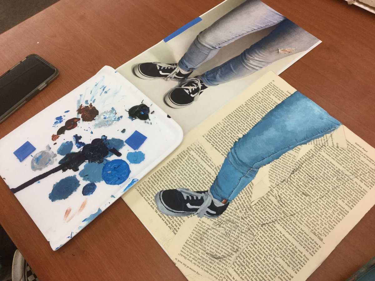 Period 3- Drawing &amp; Painting works in progress! Acrylic painting on collage! Part 2