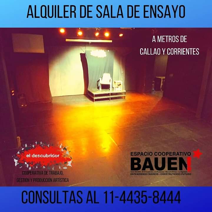 eldescubridorCO's tweet photo. ¿Estás buscando sala para ensayar en zona cómoda y accesible? ¡Venite al BAUEN!

Consultas por mensaje privado o por mail a producciones@eldescubridor.com o por teléfono al 11 4435 8444. https://t.co/IfngXmvd96