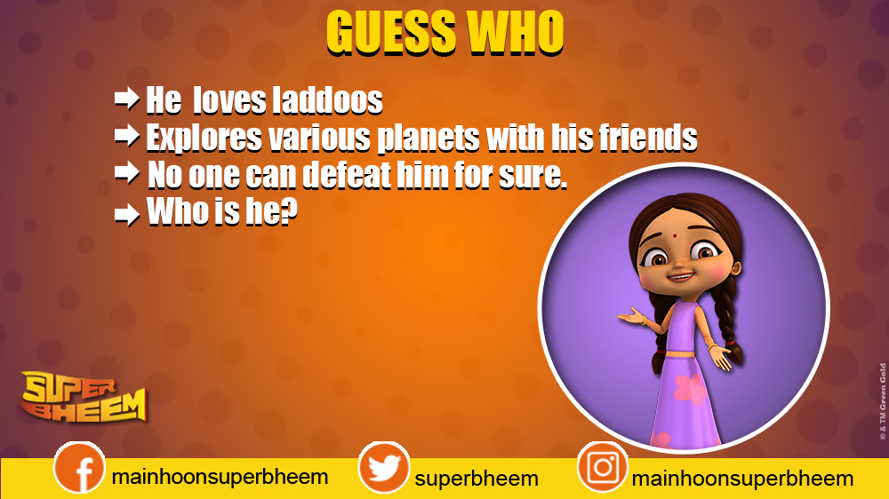 SuperBheem's tweet photo. You know him very well. It's time to guess him now.
Do comment.
Guess Who?
#GuessWho #CharacterTrivia #FollowTheHint #AnswerThis #ChutkiSFunQuestion #IdentifyTheCharacter #WhoIsHe #SuperBheemChallenge #SuperBheem https://t.co/79ba7vNit1