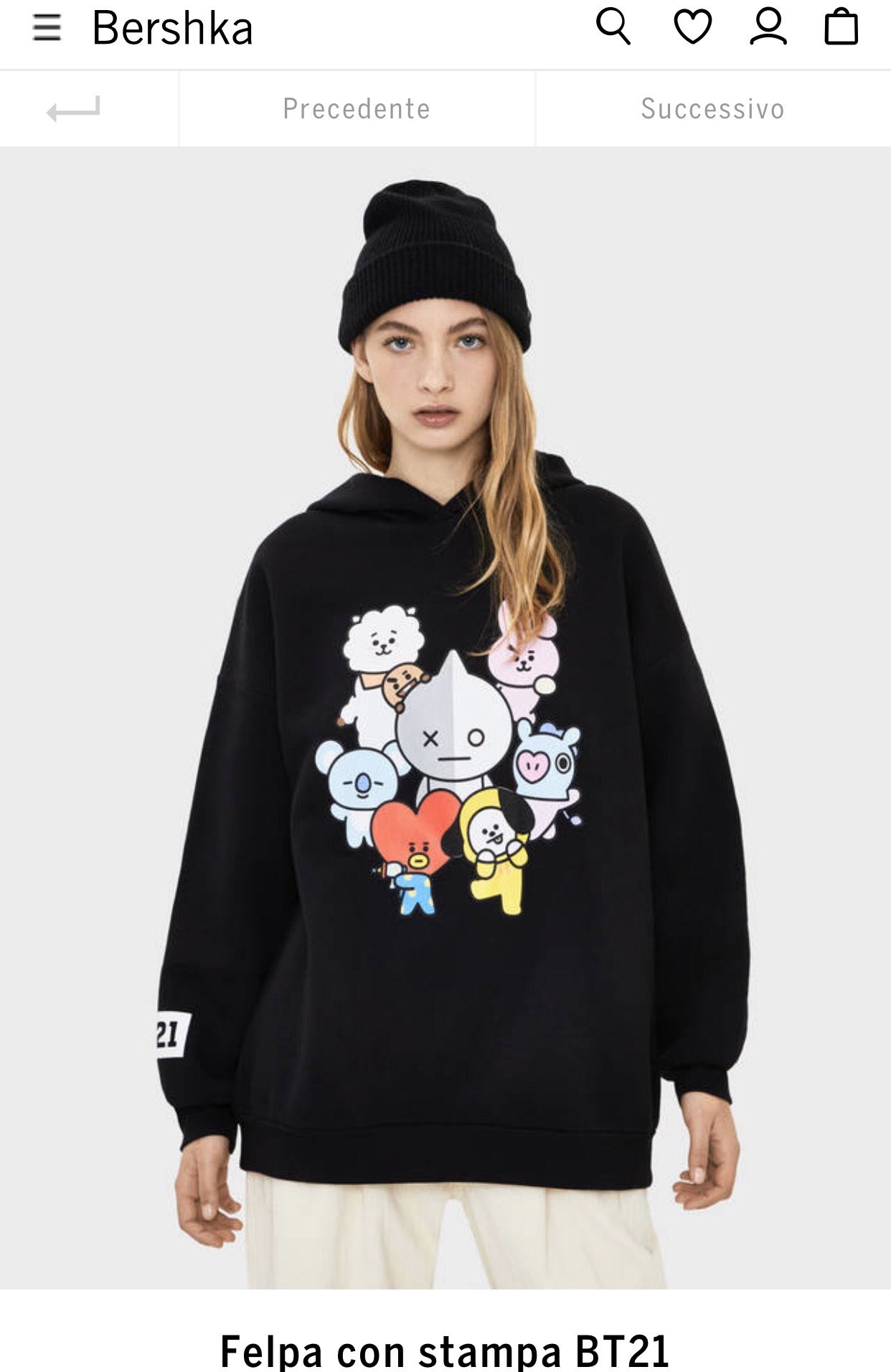 BTS ITALIA 🇮🇹 #VIBE OUT NOW on Twitter: "Da oggi nel sito di @Bershka è  disponibile la collaborazione dei @BT21_ , vi lasciamo i link qui sotto⬇️  -T-shirt (12,99€): https://t.co/BsNLBTL8Nq -Felpa (35,99€):