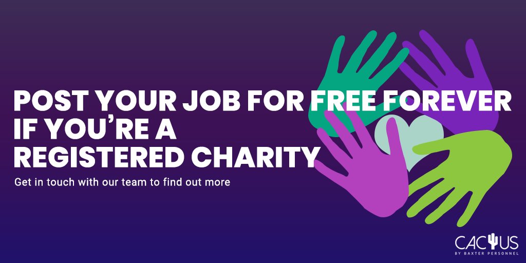Are you a registered charity looking to fill a role in the New Year? 

We offer free job ads for any registered charities with Cactus by Baxter Personnel. 

Give us a call on 0330 0571 853 to get started! 
Find out more about Cactus here: cactus.baxterpersonnel.co.uk #charity