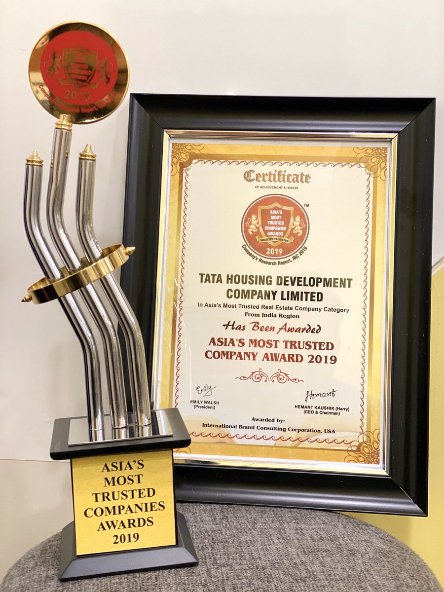 The year 2020 begins on such a wonderful note !!!
Proud to share that Tata Housing Development Company bagged “Asia’s Most Trusted Company” award for 2019 <a href="/tata_housing/">Tata Housing</a> @Tata_ValueHomes