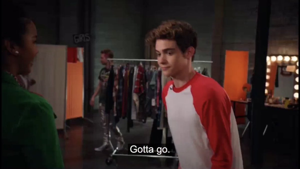 In the Ricky/Gina scene from episode 9, Ricky is called to get into costume and when he leaves Gina says, "Bye." and is visibly upset about it.