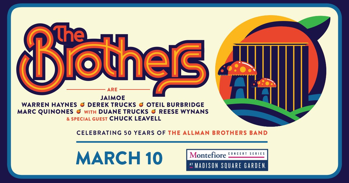 TheGarden's tweet photo. JUST ANNOUNCED: The Brothers - celebrating 50 years of the music of The Allman Brothers Band - at The Garden on March 10! Tickets go on sale next Friday, January 10 at 10am. Stay tuned for presale info. https://t.co/i7pz1jIiuS