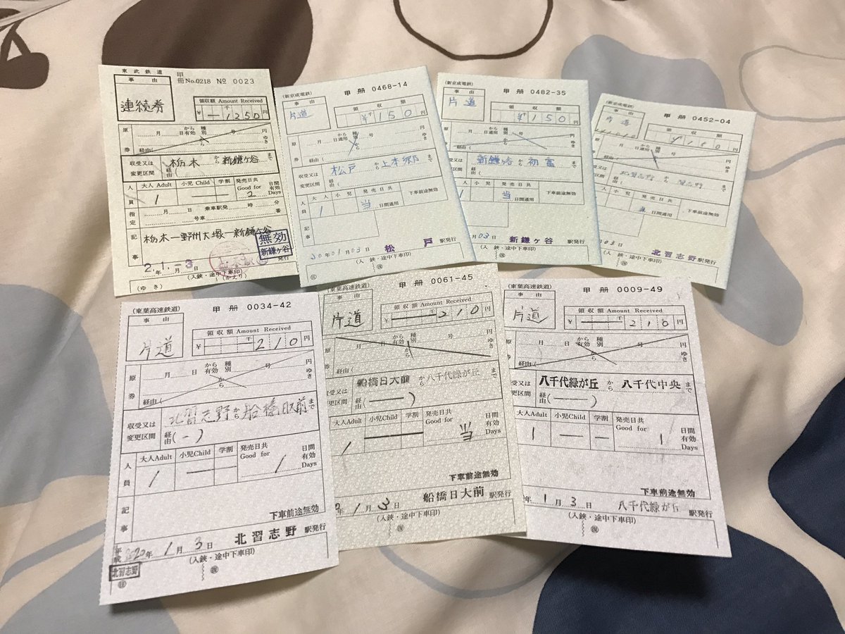 今日は出札補充券(特別補充券若しくは特殊補充券)を7枚購入しました