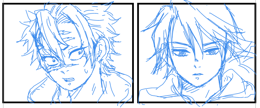 キメ学ぎゆさね漫画描いてる。イケメンってどうやって描くんだっけ・・・。ペン入れしたら違う顔になるやつ～w 