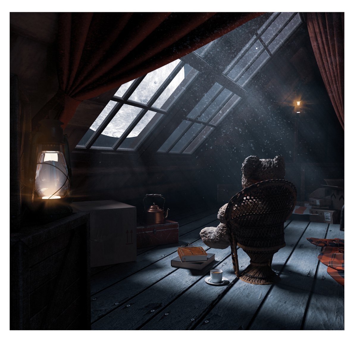CBUK1976's tweet photo. Attic Bear(WIP) Playing around with Adobe Dimensions new lighting. https://t.co/3SKaSzXYaB