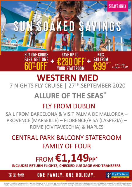 TravelAgentCork's tweet photo. ROYAL CARIBBEAN – FAMILY CRUISE OFFERS fr €879
✅SALE FINISHES 06/01/20 - T&amp;C apply
☎️Call now: 021 4321687
🌐https://t.co/xj9soIC5zr https://t.co/Pz4nVUPRys