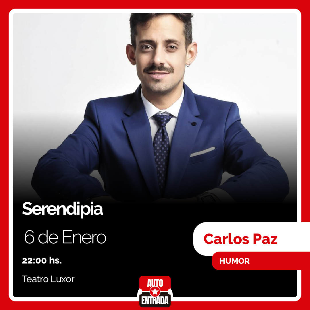 📣Carlos Paz📣
.
"Serendipia" es el espectáculo en el que Agustín Aristarán (Soy Rada) cuenta cómo llegó a ser uno de los comediantes más prestigiosos de Latinoamérica.
.
📍Teatro Luxor 
.
🎫 Información en: portal.autoentrada.com
.
@teatro_luxor <a href="/soyrada/">Gabriela Rada</a>