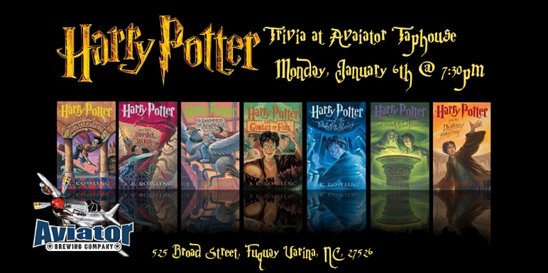 TriviaTainment's tweet photo. Harry Potter Books Trivia Monday at 7:30pm! RSVP: https://t.co/N4VobGLuVm @AviatorBrew #aviatorbrewing #beerismyfriend #fuquayvarina #harrypotter #harrypottertrivia #jkrowling #hogwarts #hermionegranger #ronweasley #gryffindor #triviatainment https://t.co/vLWoSlV5lG
