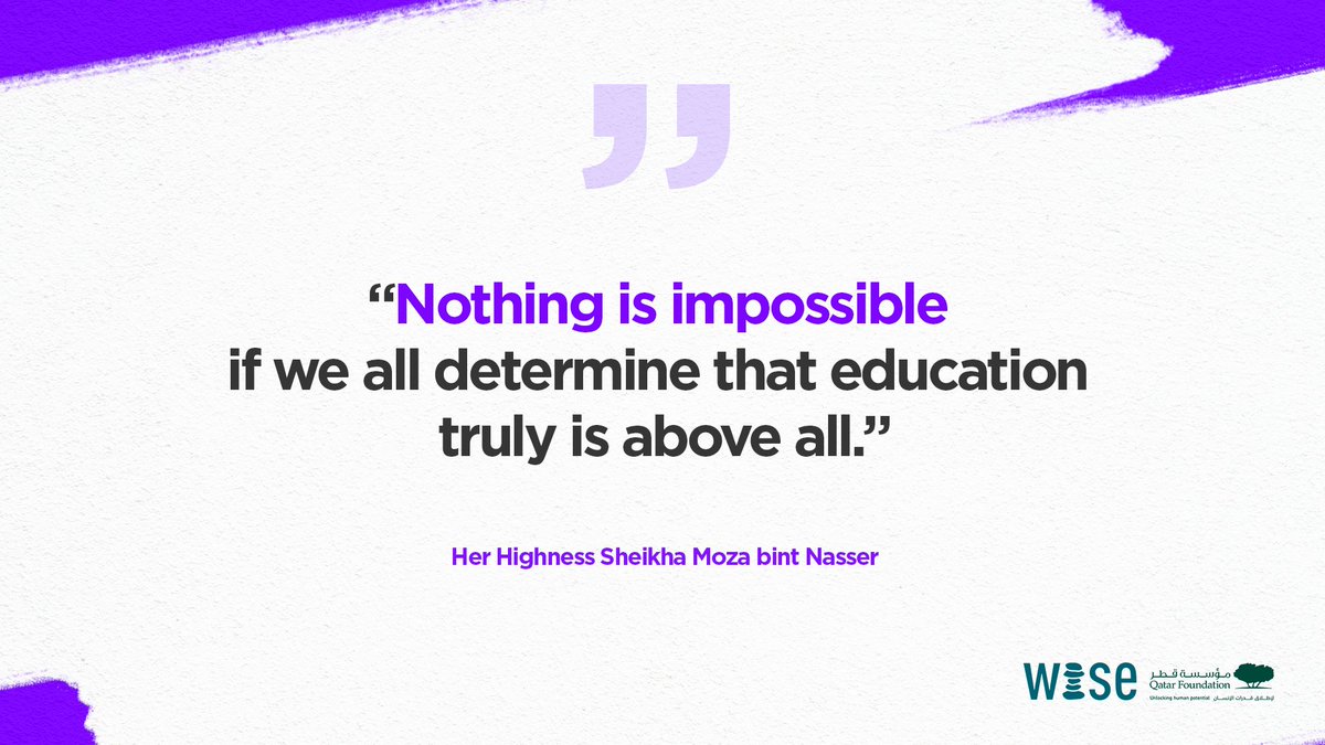 WISE_Tweets's tweet photo. Inspiring and hope-filled words to start off the new decade, by Her Highness Sheikha Moza bint Nasser given at the #WISE19 Summit. https://t.co/EyJSxK7bVb