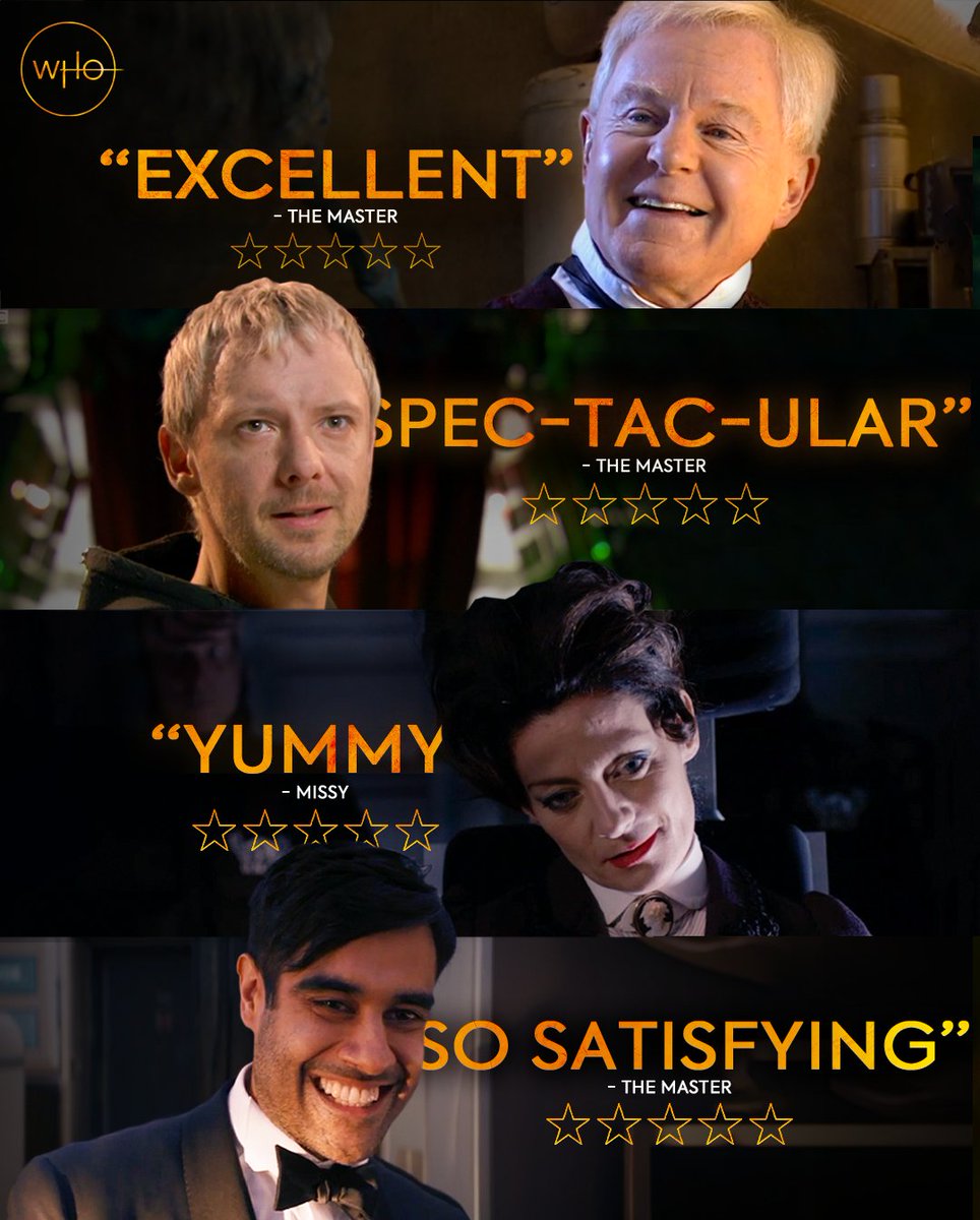 bbcdoctorwho's tweet photo. The reviews say: Spyfall is... Masterful ⭐️⭐️⭐️⭐️⭐️#DoctorWho https://t.co/2LZKPB3FqJ
