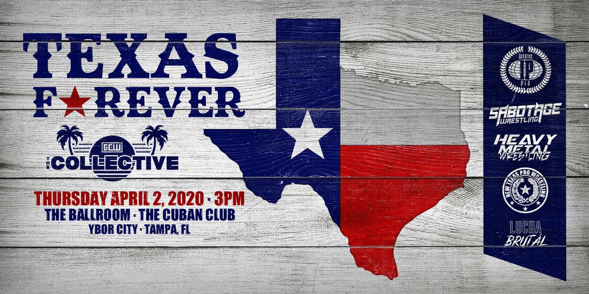 collective2025's tweet photo. *New Show Alert!*

@InspireProWres and friends bring "Texas Forever" to The Collective on Thursday, April 2nd at 3pm!

Talent, matchup and individual event ticket info coming soon!

Note: 
Texas Forever is included in *all* Collective Ticket Packages! https://t.co/QcVcISQQY4