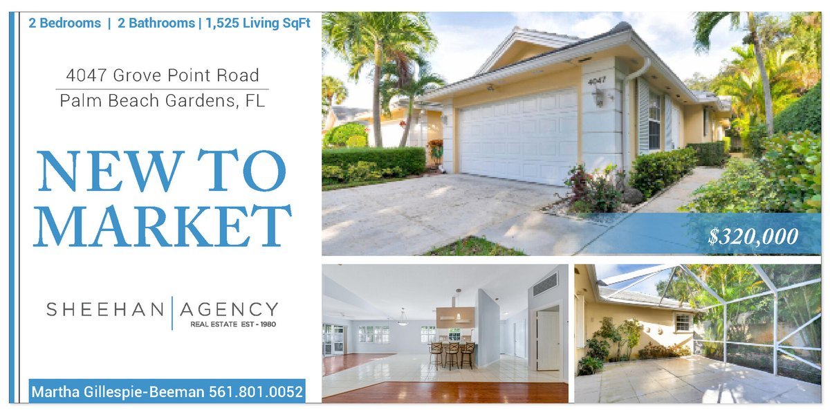 NEW TO MARKET!

$320,000

4047 Grove Point Road, Palm Beach Gardens, FL 

bit.ly/39BucdT

#newtomarket #newlisting #homeforsale #starterhome #selling #southfloridarealestate #realtorlife #realestateagent #thesheehanagency 
#palmbeachgardens #palmbeachgardenshomes