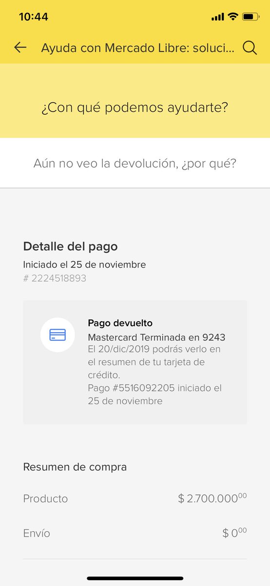 JuanK80's tweet photo. Hice una compra en @ML_Ayuda y e vendedor nunca entrego producto, solicité devolución, llegaba a mi TC el 20 dic pero aún no me ha llegado la devolución de mi dinero. https://t.co/R8FaofNWep