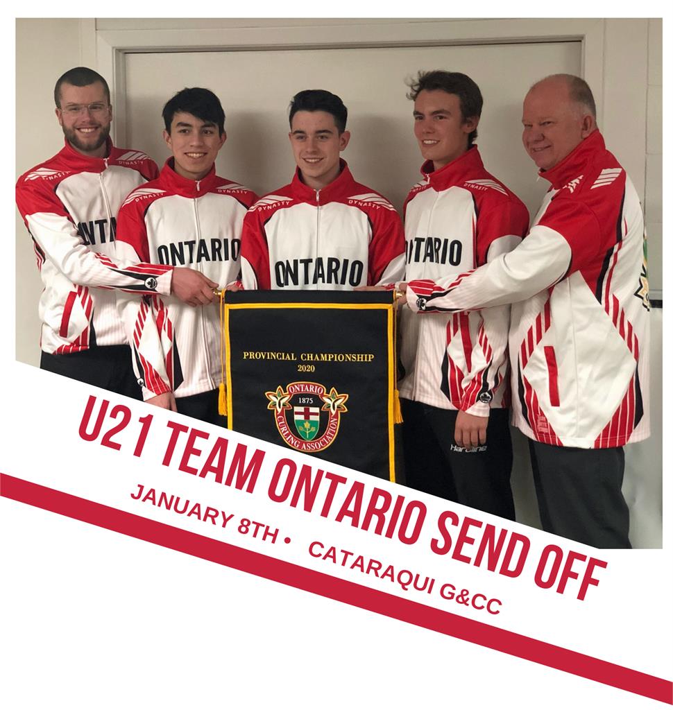 Don't miss the Team Ontario U21 Send Off Party, Wednesday January 8 at the Club.  Team Purdy, hereafter known as Team Ontario, is off to Langley, BC January 18th -26 for the Canadian U21 Championship. Join us in wishing them good luck!  cataraqui.com