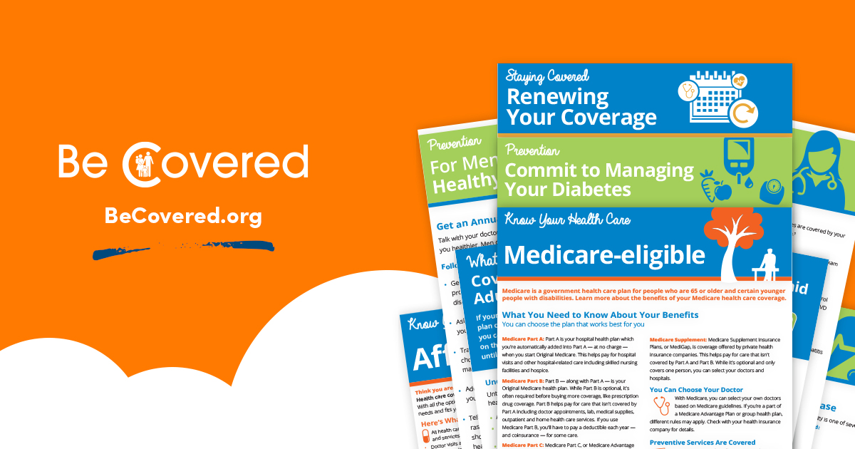 BeCovered's tweet photo. Are you curious about what health insurance is and how to make it work for you? Be Covered has resources to help you learn about affordability, preventive services, and more! Visit https://t.co/VEg70y6Buc to access our fact sheets, checklists, and informational brochures https://t.co/av3Tt8P5lG