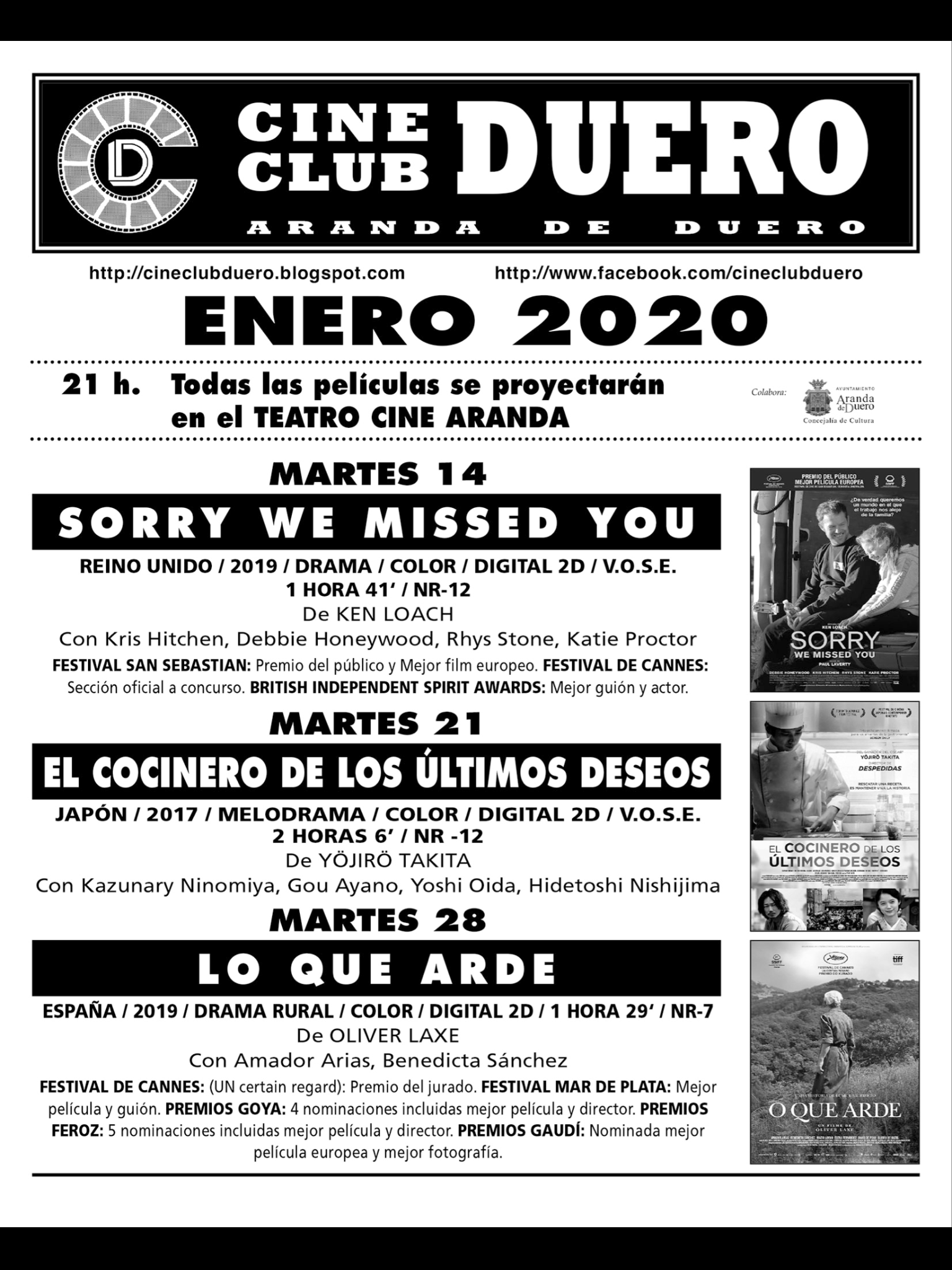Cartelera Arandina On Twitter Excelente El Programa De Enero Del Cine Club Duero No Te Lo Pierdas Arandadeduero Riberadelduero