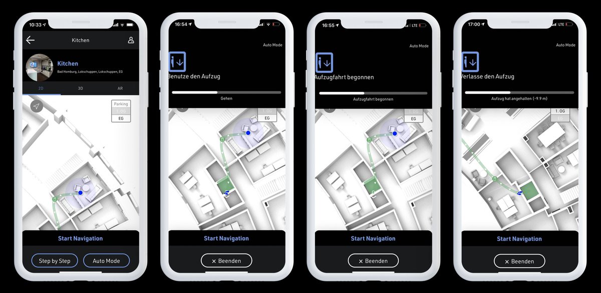 thing_it_tech's tweet photo. Thing-it now supports progression along a navigation path via phone movements like walking, using an elevator or climbing stairs. This way your guests, patients, service technicians and cleaning staff are safely guided through your building to find people or places. https://t.co/hA6vIM0AYg
