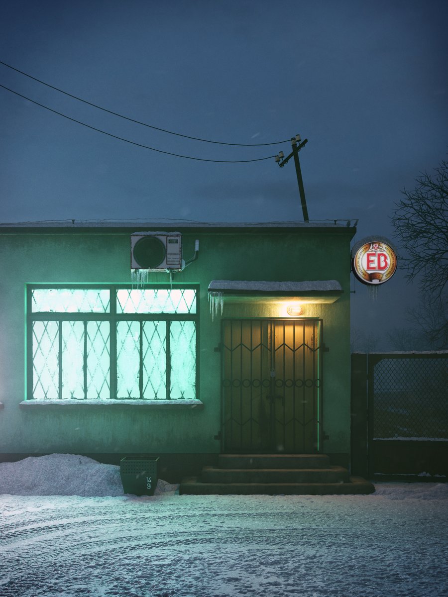 CoronaRenderer's tweet photo. Michał Morzy of BLOK studio shared these winter images, which drew inspiration from early childhood memories from the 90's in Poland. There's a short animation over on the Behance page too! https://t.co/xXT8B5JZU0 https://t.co/3R8fII1cKp