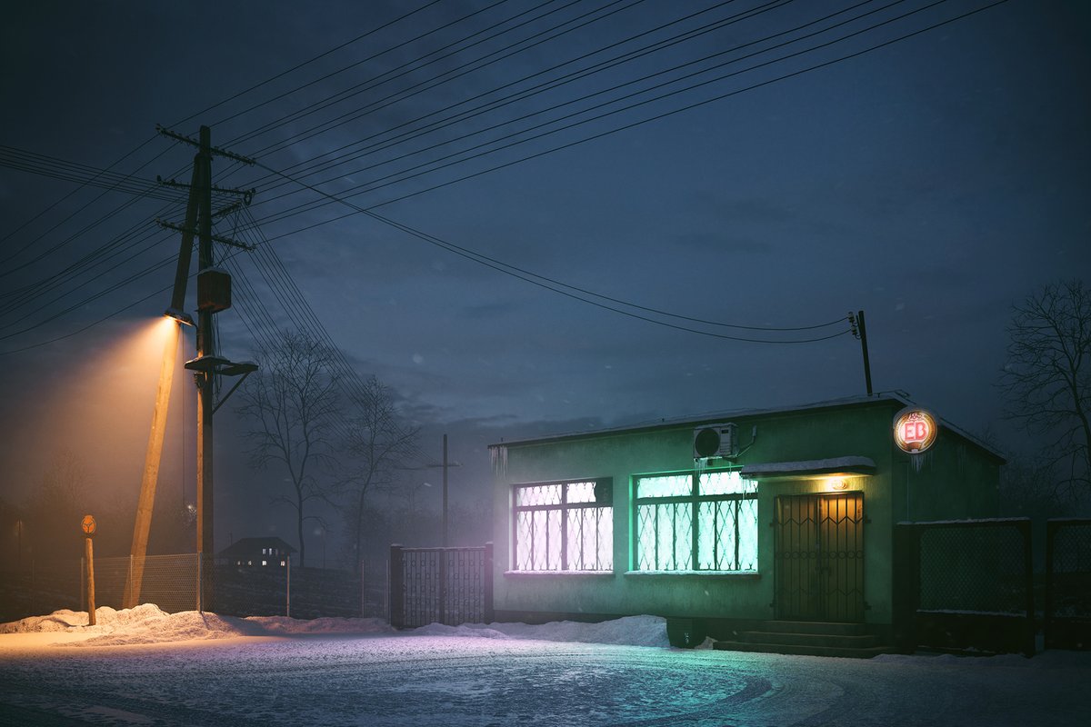 CoronaRenderer's tweet photo. Michał Morzy of BLOK studio shared these winter images, which drew inspiration from early childhood memories from the 90's in Poland. There's a short animation over on the Behance page too! https://t.co/xXT8B5JZU0 https://t.co/3R8fII1cKp