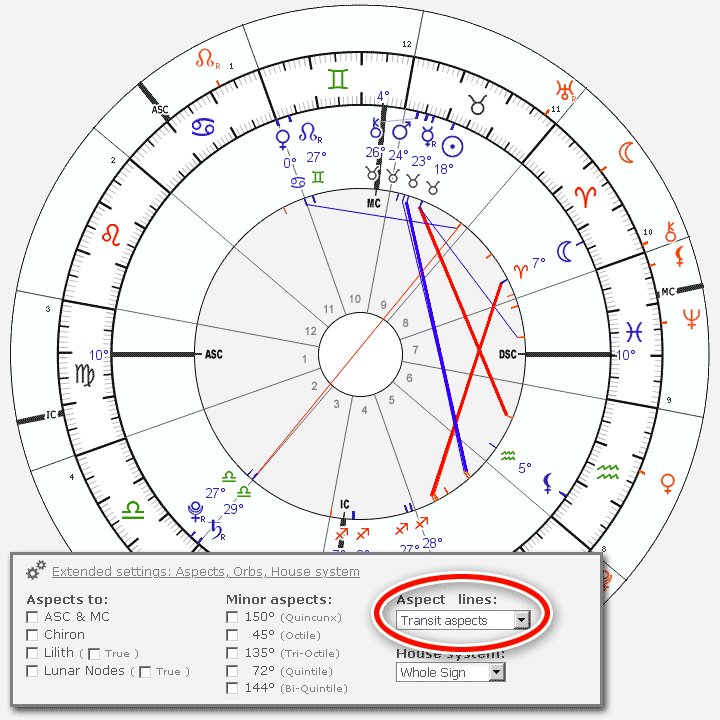 astroseekcom's tweet photo. Transit chart calculator has new aspectary option - you can choose your preferred "aspect lines":
https://t.co/l4AFdSq90X
A) TRANSIT aspects to natal planets
B) NATAL aspects only
C) All aspects lines are hidden
(available at: Extended settings > Aspect lines) https://t.co/u6qFJ1OS2E
