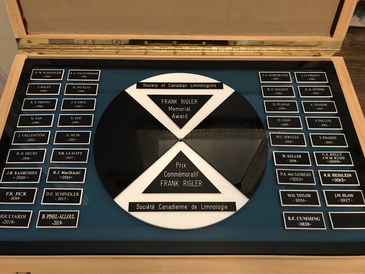 FreshwaterMarty's tweet image. The first Rigler award was given in 1984- today one space is left on the plaque ! @Can_Limnology