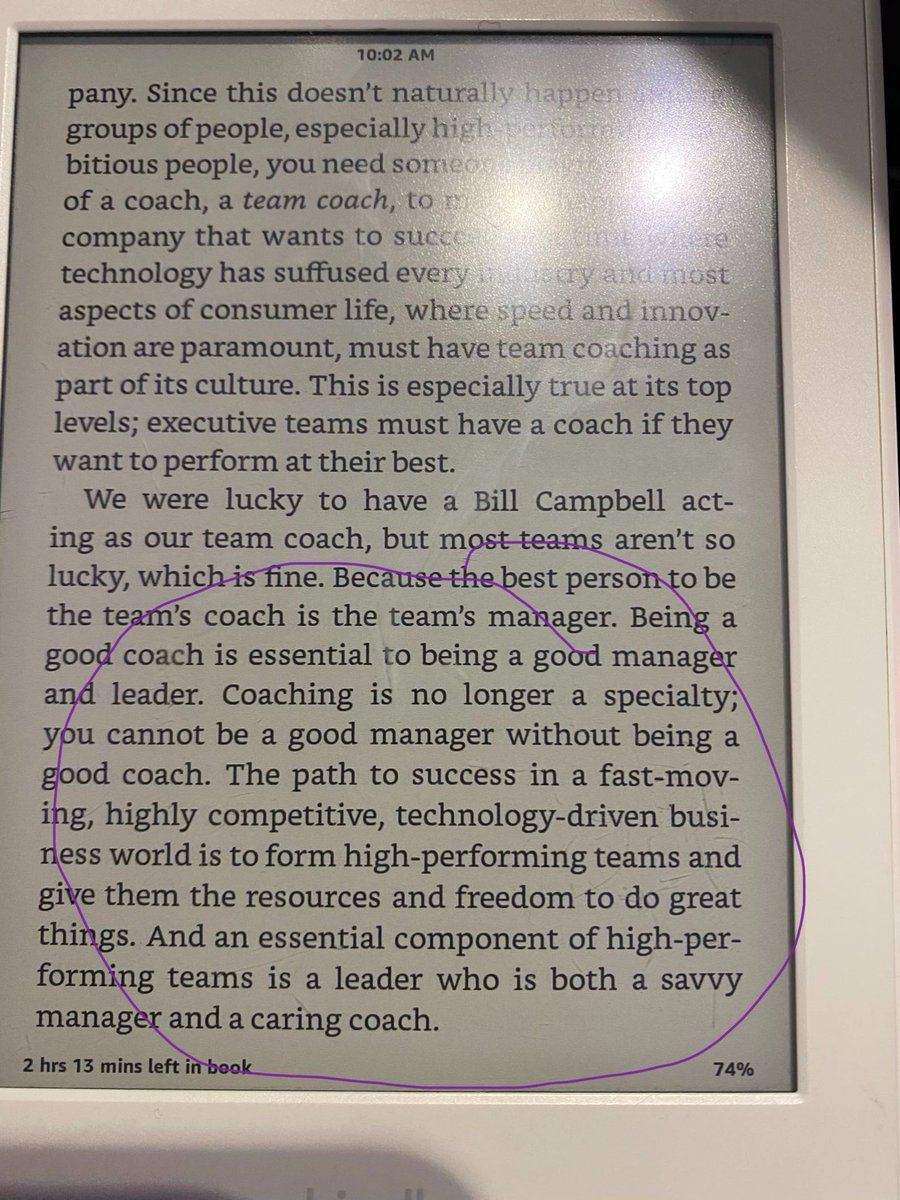 Enjoying the end of the Bill Campbell “Trillion Dollar Coach” book - great statement on leadership and coaching - wanted to share. It’s a great read!
