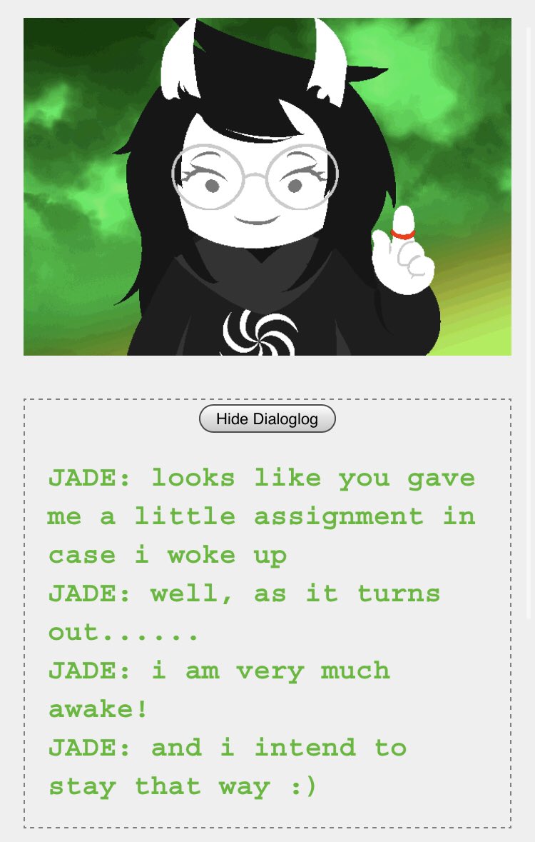 when jade says this she has a red rubber band on her finger (which doesn’t mean aradia but that’s still an interesting coincidence)