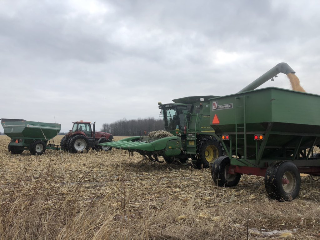 VBFarms's tweet photo. Finally #harvest19 is done on day 87, thanks to my wife Deanna combine guy @SonOfABinger , buggy girl @marrholmes , wagon haulers Grant, Mike &amp; @KyleBackes , truckers Tim Backes and @vg_tim @VB_Elevators and @dennis_fife Rodger and Pat for the help. #harvestfromhell #ontag https://t.co/oR4cf0LK5z