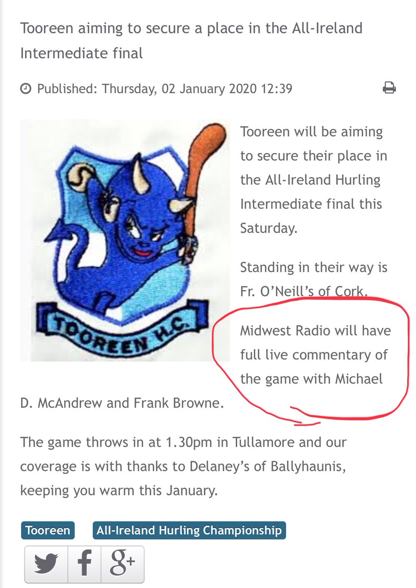 keepmeup2date2's tweet photo. Best of luck to Fr O’Neills tomorrow in the all Ireland intermediate semi-final V Tooreen of Mayo.  You can listen live to the match on midwest radio 96.1. @FrONeillsGAA @EastCorkGAA https://t.co/nHg36bWFew