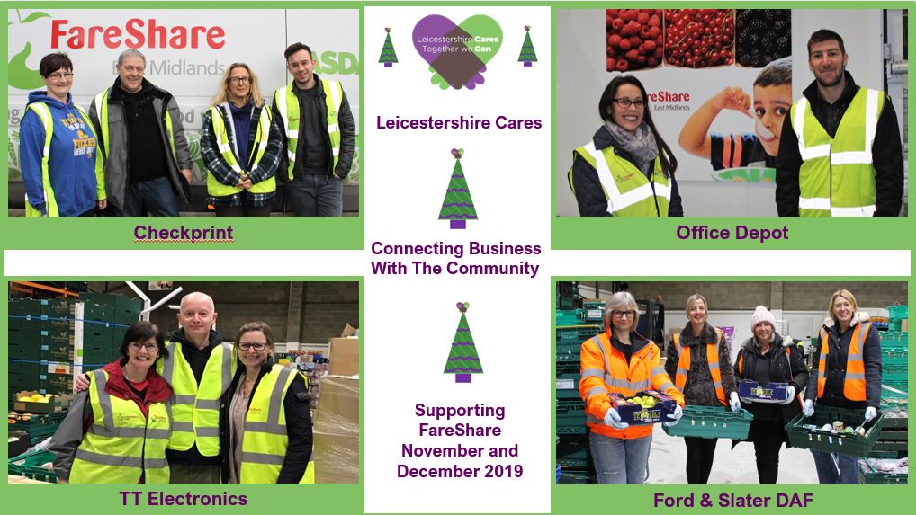 LeicsCares's tweet photo. Here are more wonderful members volunteers who helped relieve poverty in Leicester by supporting @FareShareEMids in the weeks before Christmas. Thank you so much @OfficeDepot_UK @FordSlaterDAF @TheTALLGroup (Checkprint) @TTElectronics #FestiveChallenges #TogetherWeCan #foodwaste https://t.co/UzI3rup0j7