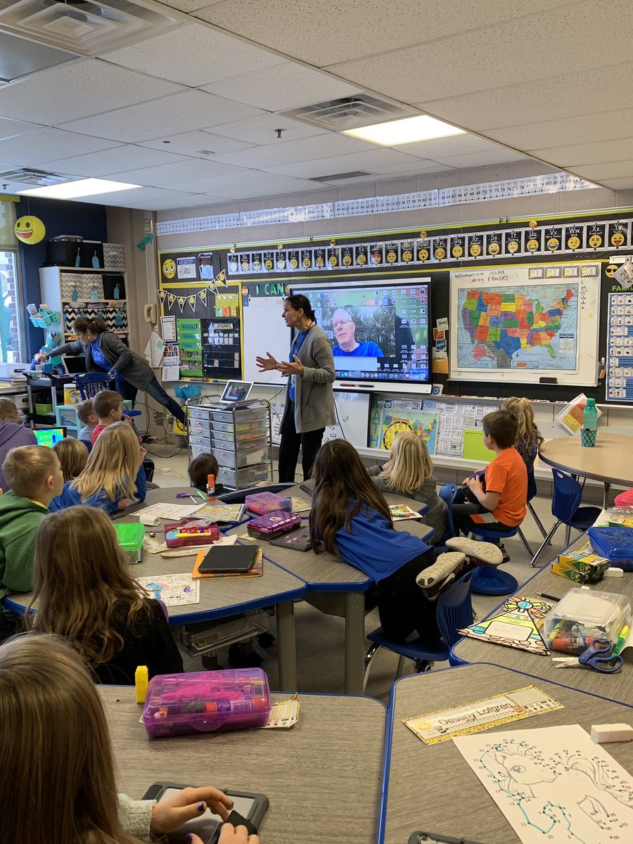 Gullickson1st's tweet photo. 1st graders had a wonderful time during their #MysterySkype with Mr. B! #FlatStanley #SkiUMah #RowTheBoat #OutbackBowl #FloridaInJanuary #WeGotItIn15Questions @kristinebents @MissField5 @BBEschools https://t.co/KCB0mtwErj