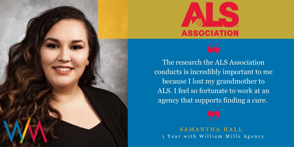 William Mills Agency (@wmagency) on Twitter photo Today we’re celebrating Samantha Hall’s employee anniversary! To celebrate Samantha’s great year at WMA, the agency will donate to the <a href="/alsassociation/">The ALS Association</a> in her name. Learn more about the ALS Association here: hubs.ly/H0mrZb30 Today we’re celebrating Samantha Hall’s employee anniversary! To celebrate Samantha’s great year at WMA, the agency will donate to the <a href="/alsassociation/">The ALS Association</a> in her name. Learn more about the ALS Association here: hubs.ly/H0mrZb30