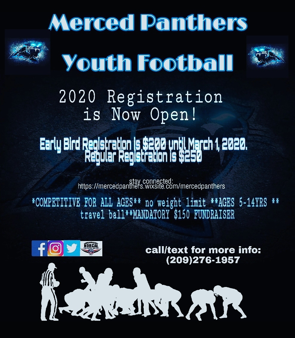Mercedpanthers's tweet image. We are starting our sign ups. This Jan 24th &amp;amp; 31st from 5-7pm. At Mountain Mikes Pizza on Yosemite Prkway in Merced. Come sign up for our early bird special. 

SPREAD THE WORD!!!!

#comejointhefun #youthfootball #unlimitedweight #bigboyball #competitive #mandatorypplaytime