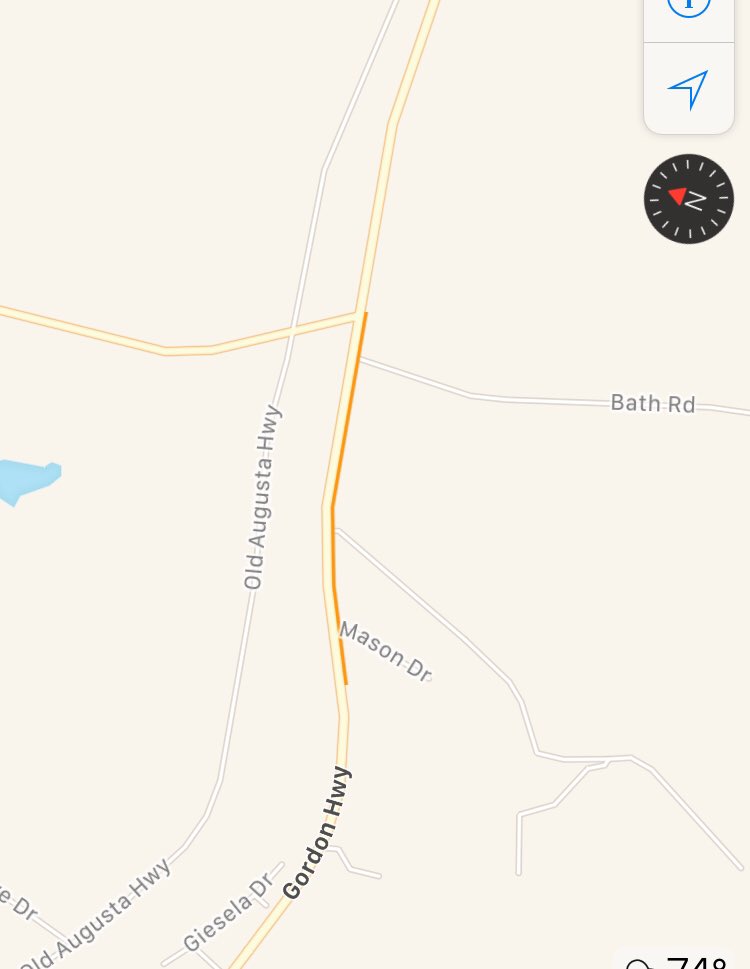 GDOTEast's tweet photo. @columbiactyga crash scene has all lanes blocked on Gordon Hwy at Bath Road. Traffic detoured to Old Louisville Road until further notice. https://t.co/dVqrt86E1A