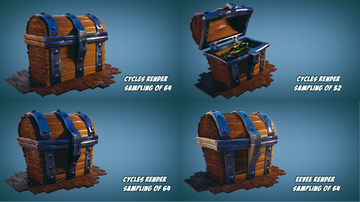 CSCX69's tweet photo. Yoo, here's some Blender renders of my Treasure Chest. I'm using a 6 yr old laptop and im too scared to have a sampling of over 9000.
#b3d #treasurechest #ggram https://t.co/kw2mPSLxEg