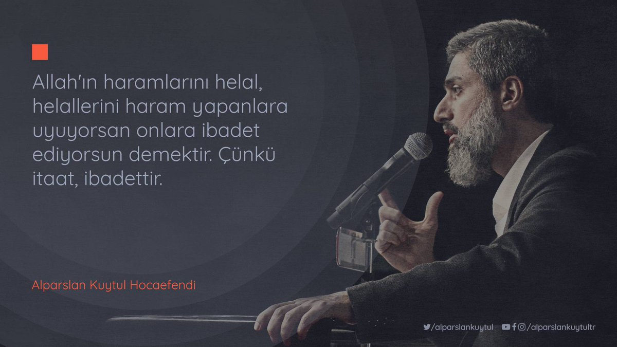 Allah'ın haramlarını helal, helallerini haram yapanlara uyuyorsan onlara ibadet ediyorsun demektir. Çünkü itaat, ibadettir.

youtu.be/Hk7nskd3pU8

AlparslanHocamla Yeniden