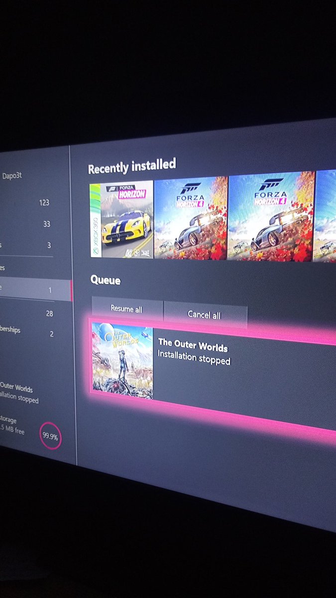 DaPo3t's tweet photo. @OuterWorlds hey xbox just started downloading this game? Guess I got it for free? https://t.co/W3OFcBF1Oj