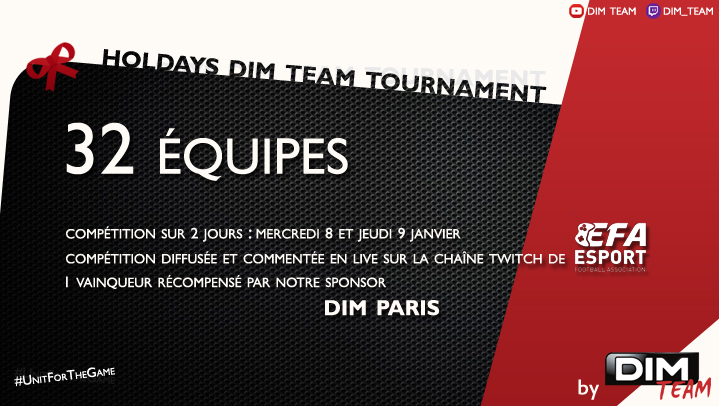 CouFlooo's tweet image. Afin de finir au mieu la préparation de chacun, la #DIMTEAM vous invite à son deuxième #HolidayDIMTEAMTournament le Mercredi 8 et Jeudi 9 Janvier 2020. @DIMparis #UnitfortheGame
