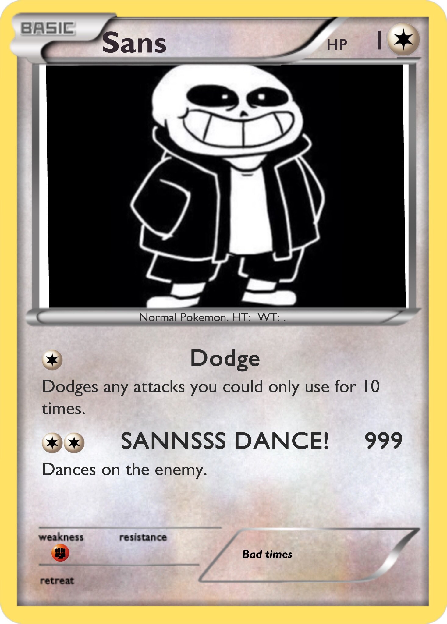 Kevin129 on X: This is my Sans underpants Pokémon card   / X