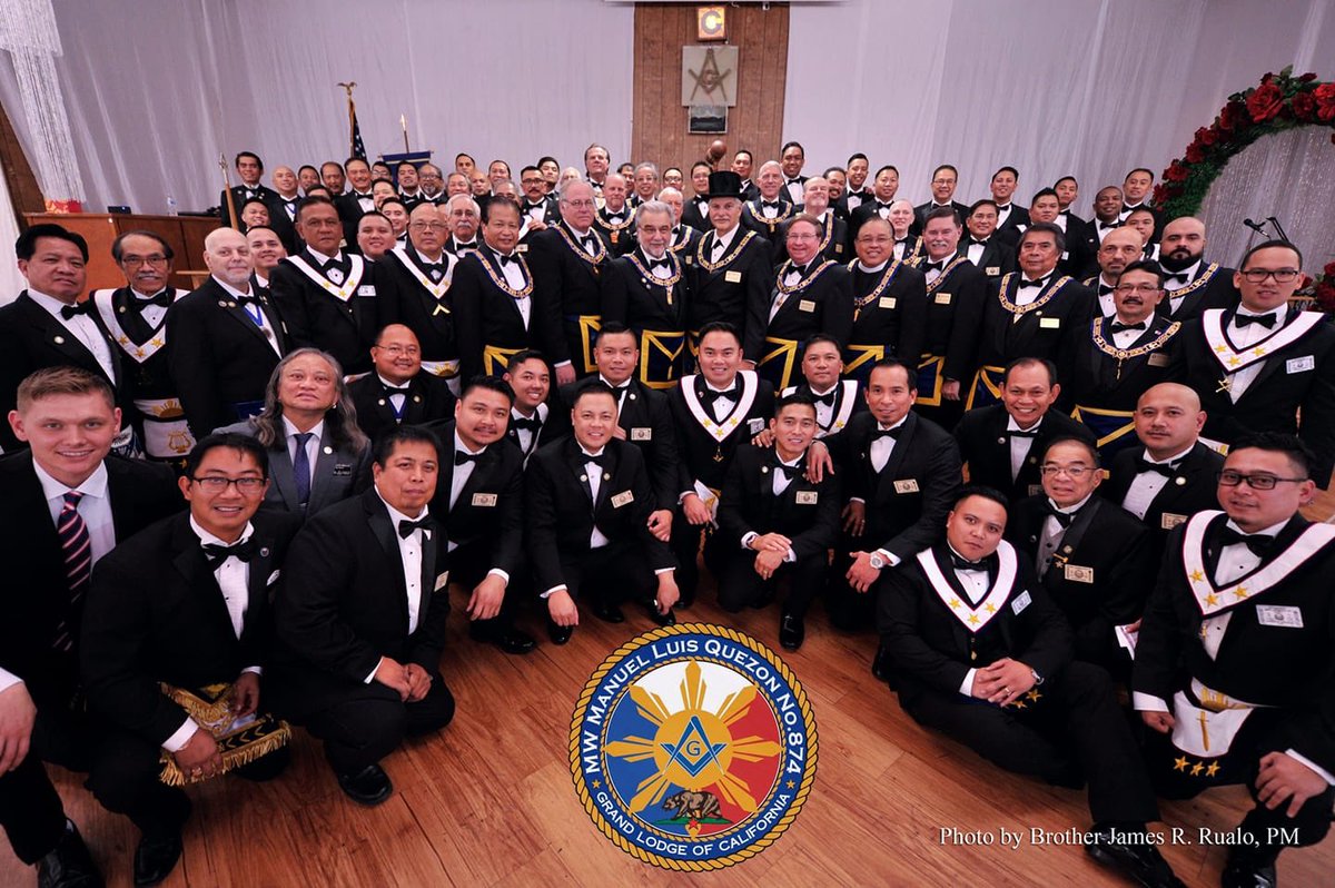 MasonsofCA's tweet photo. Say hello to the newly constituted Most Worshipful Manuel Luis Quezon Lodge No. 874! Here are some shots of the lodge's ceremony and Installation of Officers featuring Grand Master John Trauner and fellow Grand Lodge Officers. #welcometothejungle #masonsofca #InstallationSeason https://t.co/2z1Pi1kNvE