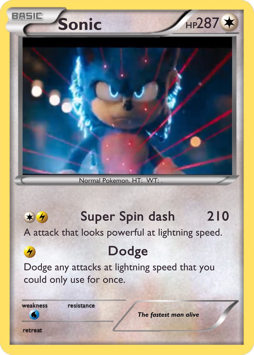 This is my Sonic the hedgehog Pokmon card