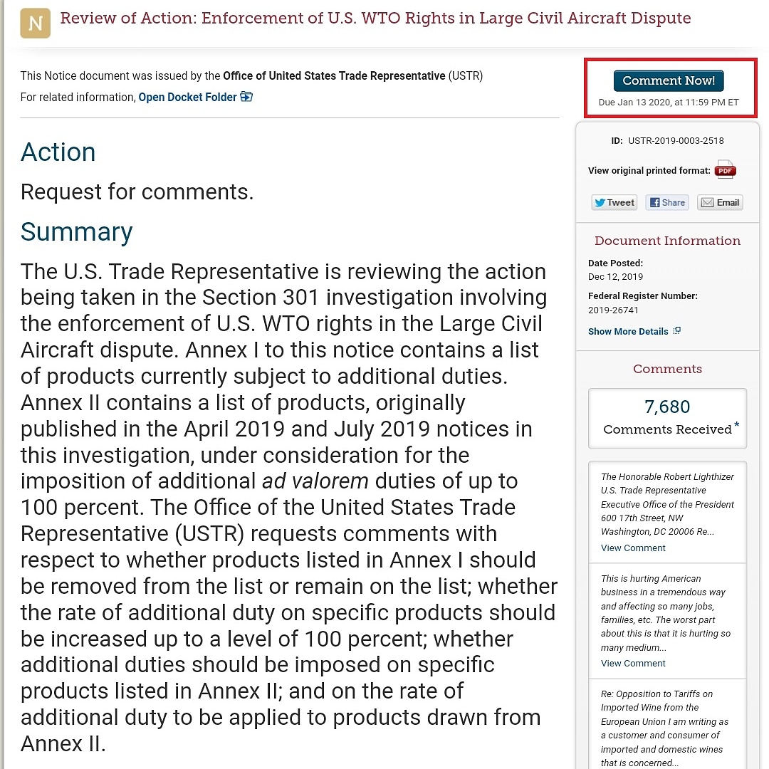 SoilAir's tweet photo. Please voice your opinion on 100% tariffs on European wine imports by visiting https://t.co/824ck8gz2n (citing USTR-2019-0003). We have until Monday, January 13 at 11:59 pm ET to comment on the proposal!

#saynotowinetarrifs #SoilAir #winetariffs #eutariffs #protestwinetariffs https://t.co/VxYWwYLFSp