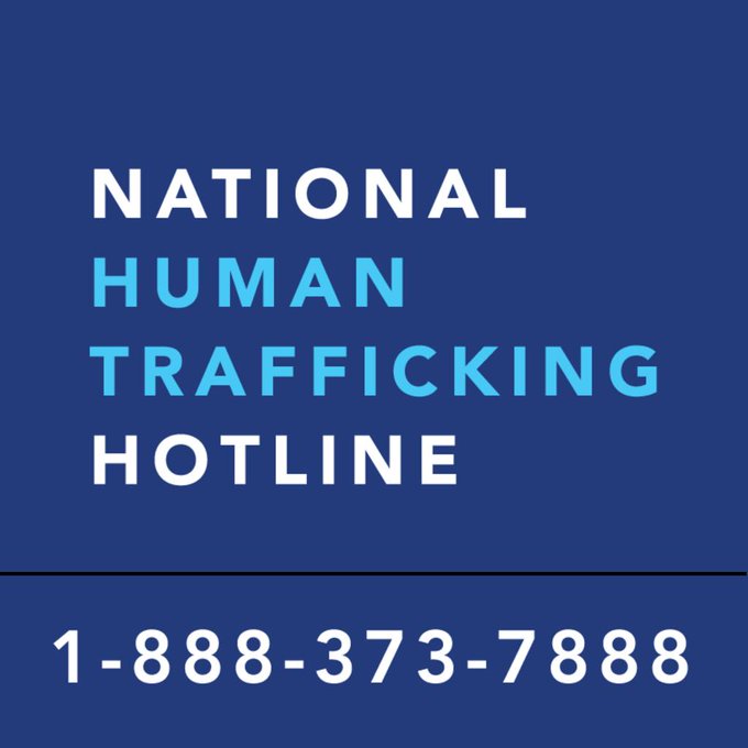 On image text says, national human trafficking hotline. 1-888-373-7888.
