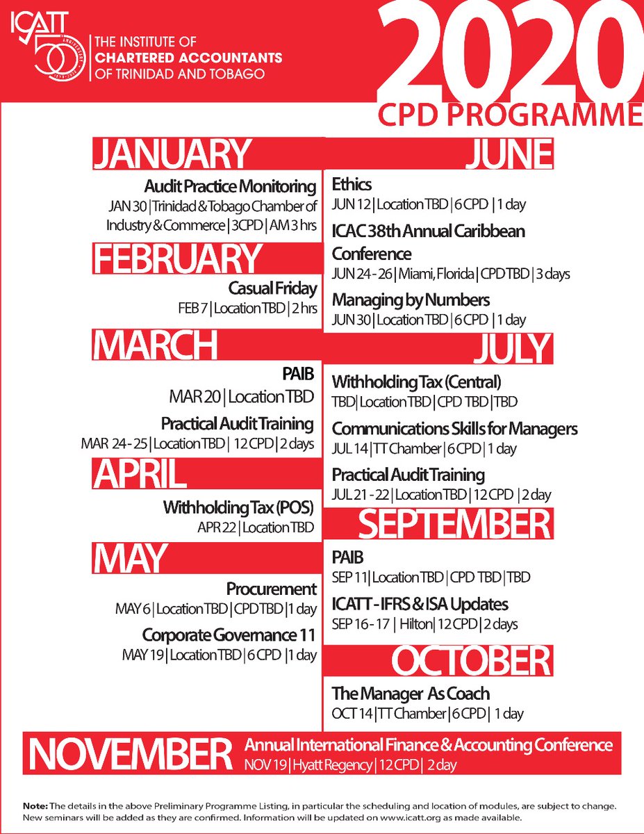 ICATT6's tweet photo. 2020 CPD Schedule 
website: https://t.co/olhAyaKzvr https://t.co/rOwBLVwUoJ